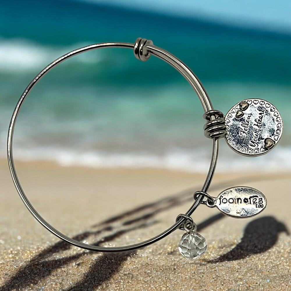 Footnotes Reversible Charm “Follow Your Heart”/"Believe" Bangle Bracelet